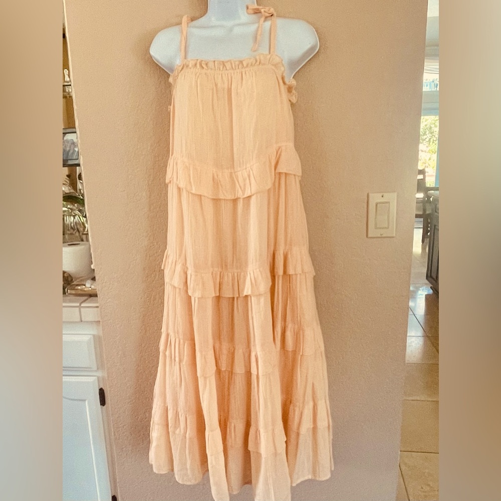 Nordstrom River Island Peach tiered ruffle Midi beach Dress